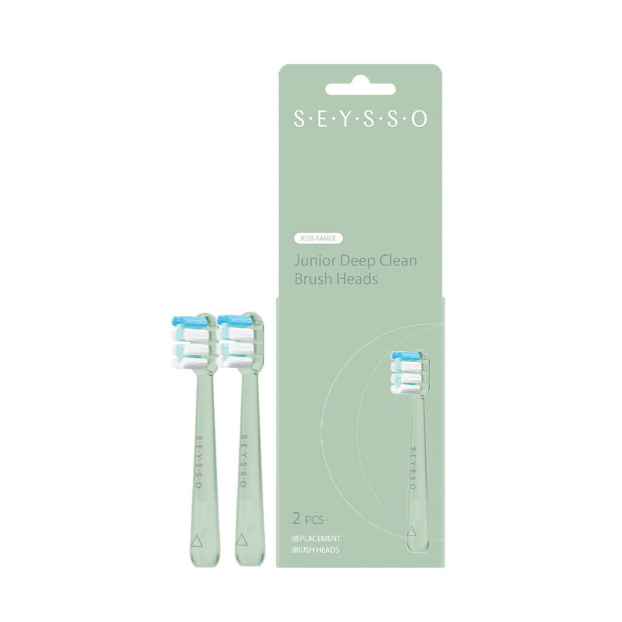 Seysso Deep Clean, reservetips voor sonische tandenborstel Junior, groen, 2 stuks