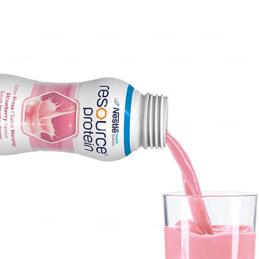 Resource Protein, integratore alimentare, gusto fragola, 4 x 200 ml + borsa della spesa in omaggio