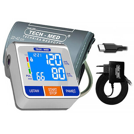 Tech-Med TMA-500 Pro, automatische bovenarm bloeddrukmeter met voeding