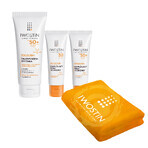 Iwostin Solecrin set, beschermingscrème, SPF 50+, 50 ml + beschermingscrème, SPF 30, 50 ml + bodycrème gel, SPF 50+, 200 ml + gratis badhanddoek