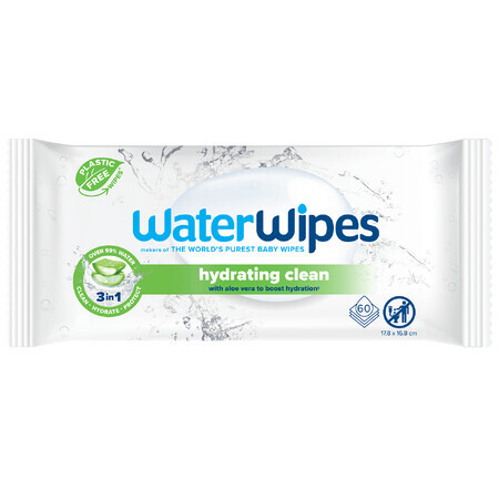 WaterWipes Hydrating Clean Bio, toallitas con extracto de aloe vera, 60 uds.