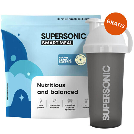 Supersonic Wholesome Smart Meal, gusto biscotto e frullato di banana, 1,3 kg + shaker, 700 ml in omaggio