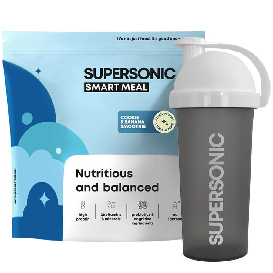 Supersonic Wholesome Smart Meal, gusto biscotto e frullato di banana, 1,3 kg + shaker, 700 ml in omaggio