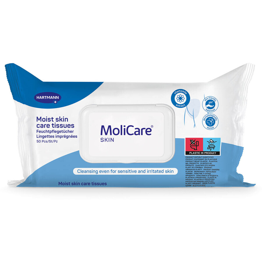 MoliCare Skin, lingettes humides pour le soin de la peau, 50 pièces