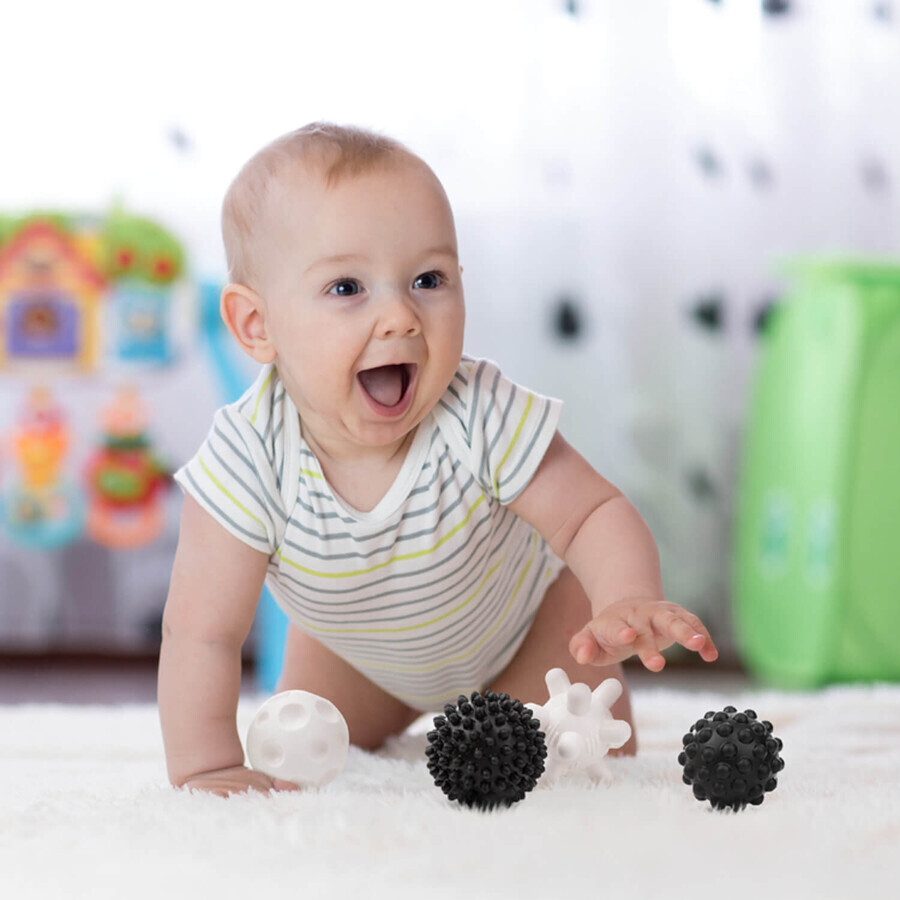 AKUKU, sensory balls, black and white, A0469, from birth, 4 pieces