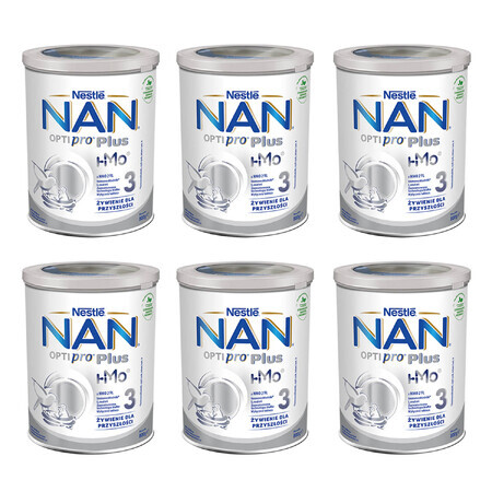 Nestle NAN Optipro Plus 3 HM-O, modifizierte Milch für Säuglinge ab 1 Jahr, 6 x 800 g