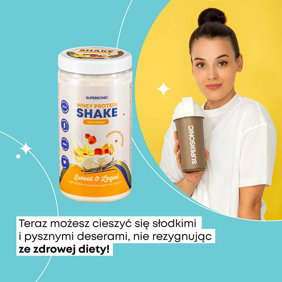 Supersonic, Proteinshake mit Kollagen, Karamell- und Sahnegeschmack, laktosefrei, 560 g