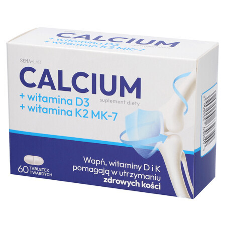 SEMA Lab Calcium + vitamin D3 + vitamin K2 MK-7, 60 hard tablets