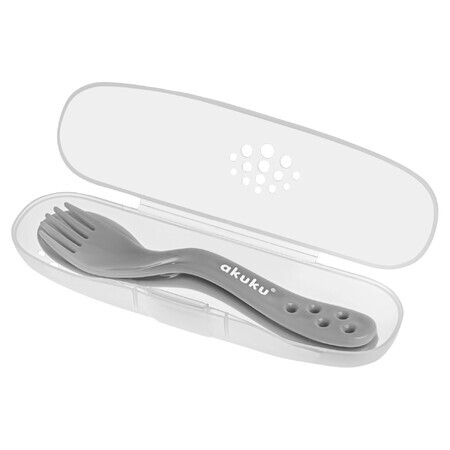 AKUKU, baby cutlery set, in box, gray, A0073, from 9 months, 1 pc