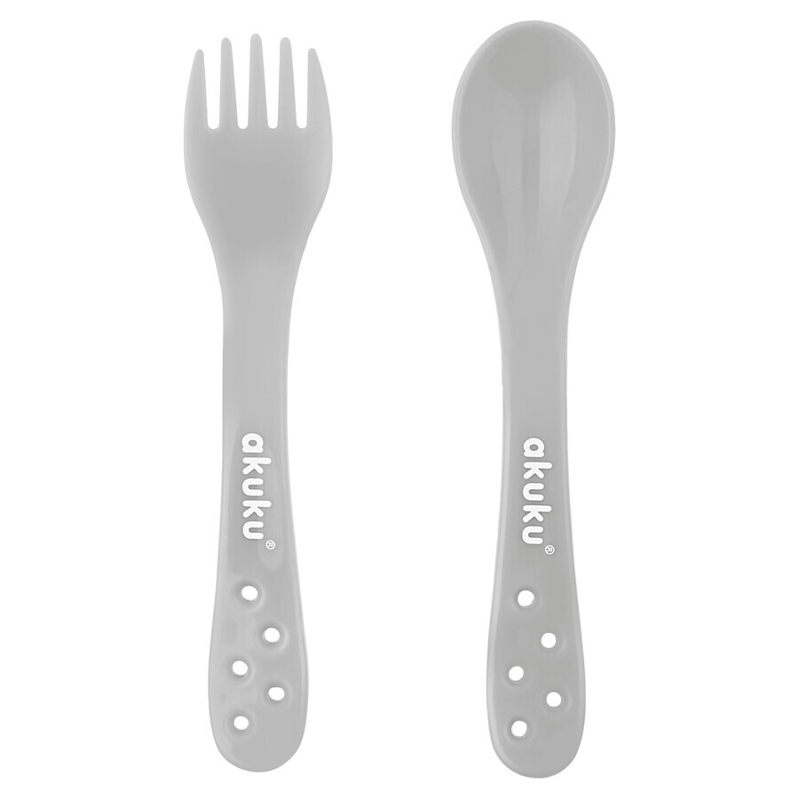 AKUKU, baby cutlery set, in box, gray, A0073, from 9 months, 1 pc