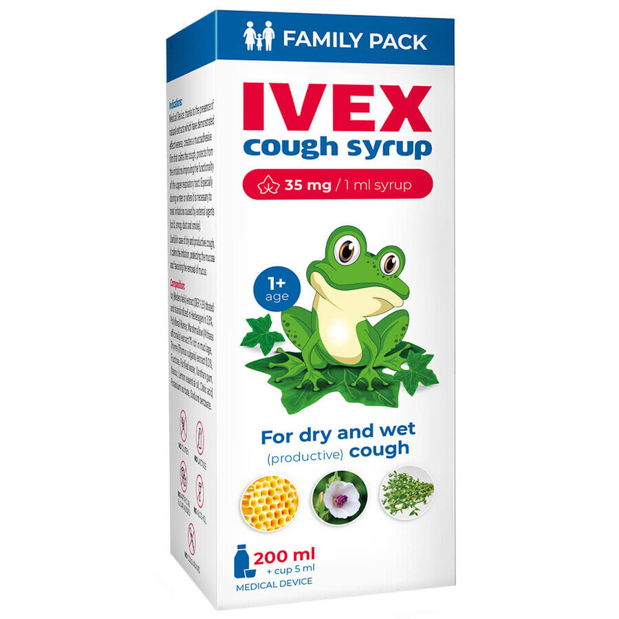 Ivex, siroop voor droge en natte hoest vanaf 1 jaar, 200 ml