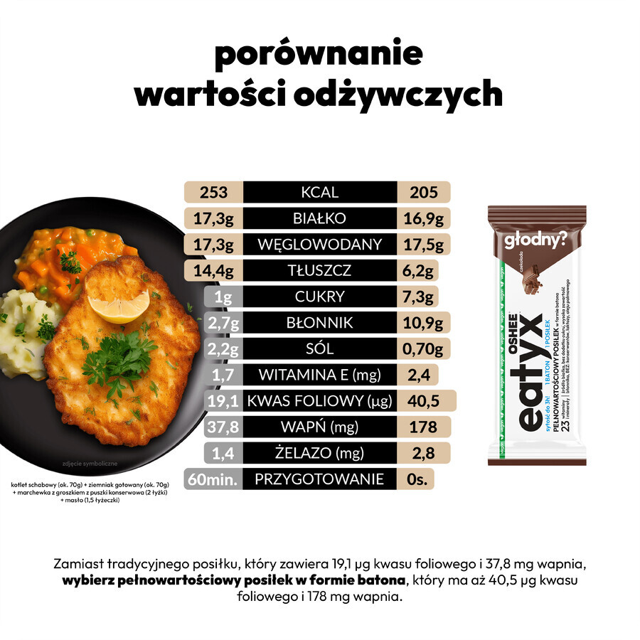 OSHEE Eatyx, veganistisch, chocolade, 60 g