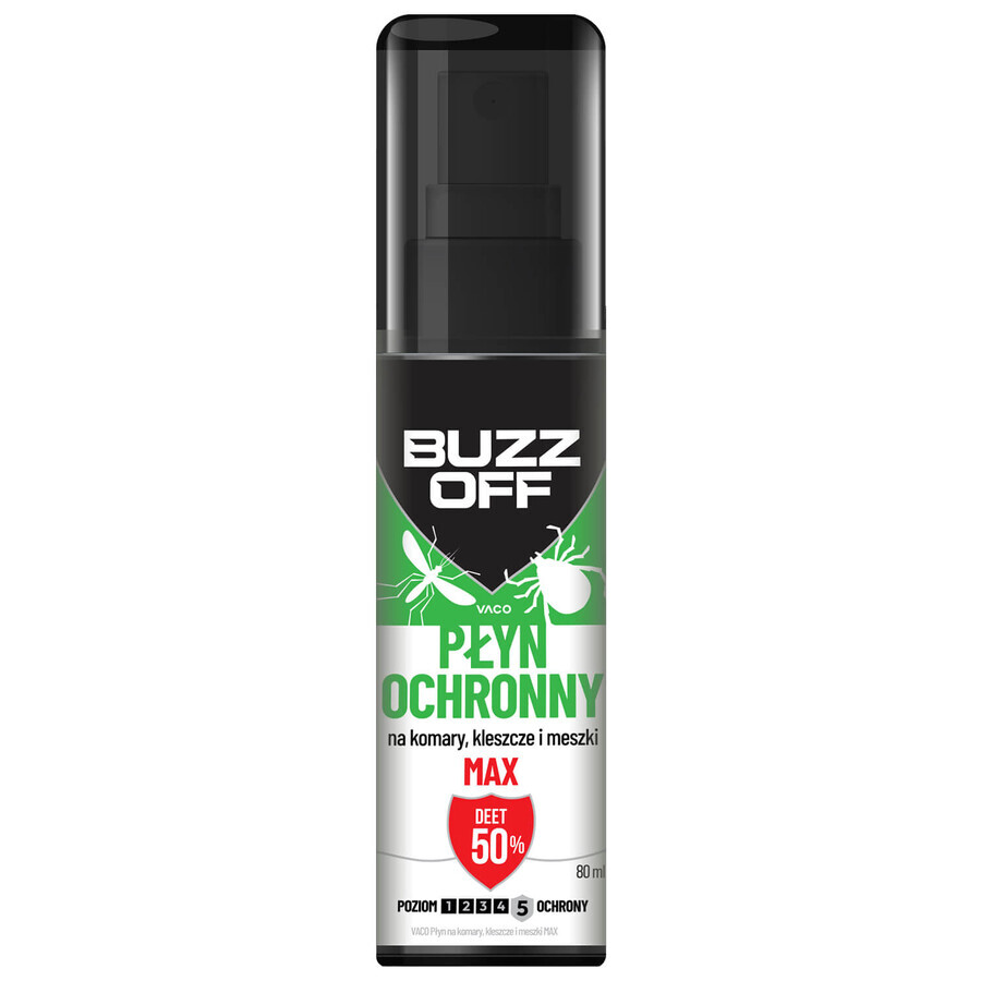 BuzzOff muggen- en vlooienvloeistof, DEET 50%, 80 ml