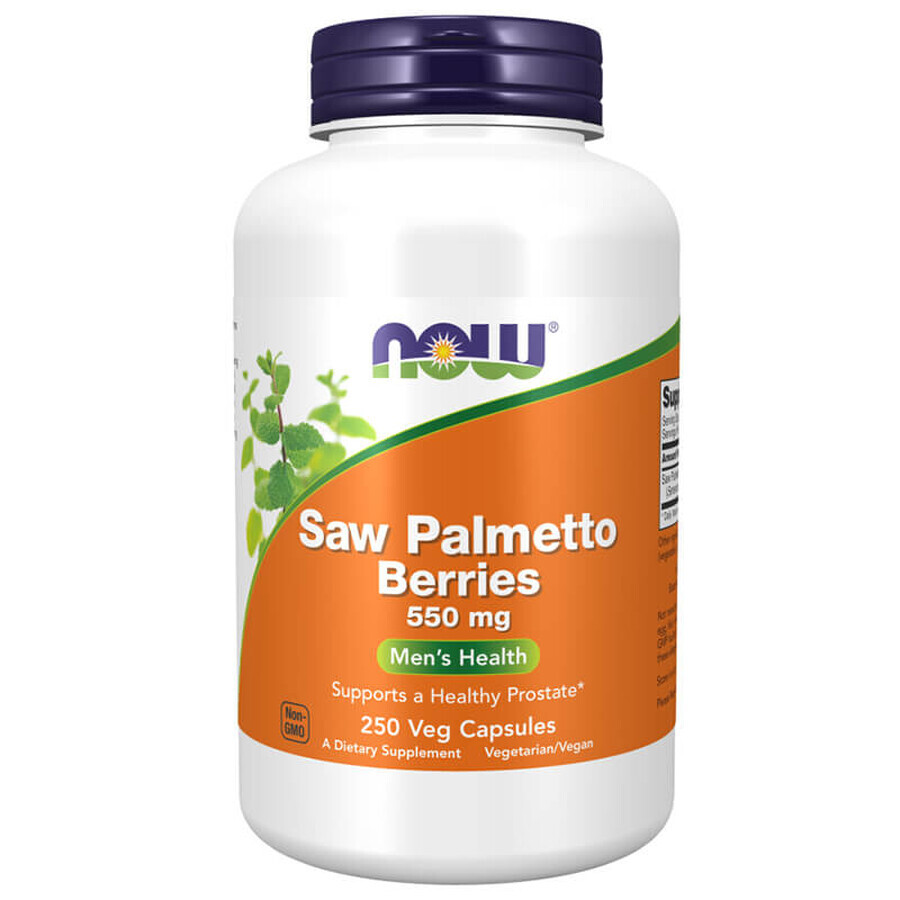 Now Foods Bayas de Saw Palmetto, palma sabal 550 mg, 250 cápsulas