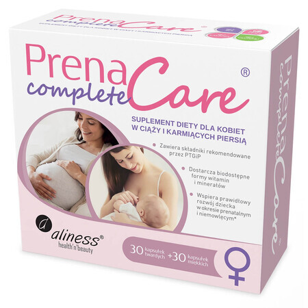 Aliness PrenaCare Complete voor zwangere vrouwen en vrouwen die borstvoeding geven, 30 harde capsules + 30 zachte capsules