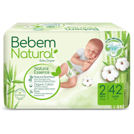 Bebem Natural, pannolini in bambù, taglia 2, Mini, 3-6 kg, 42 pz.