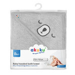 AKUKU, bath towel with hood, 100 x 100 cm, terry cloth, gray, 1 pc