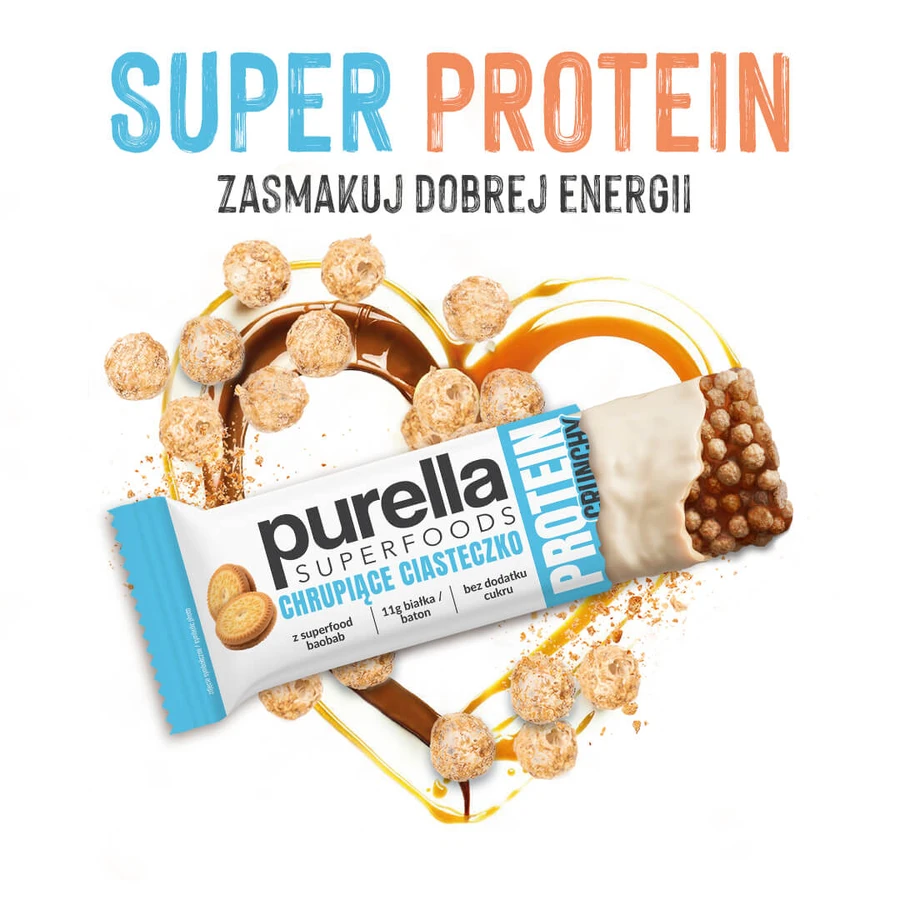 Purella Superfoods Eiwit, eiwitreep, krokant koekje, krokant, 45 g