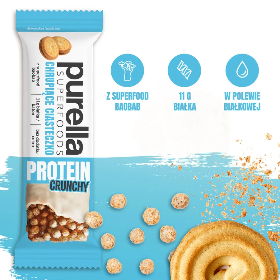 Purella Superfoods Eiwit, eiwitreep, krokant koekje, krokant, 45 g