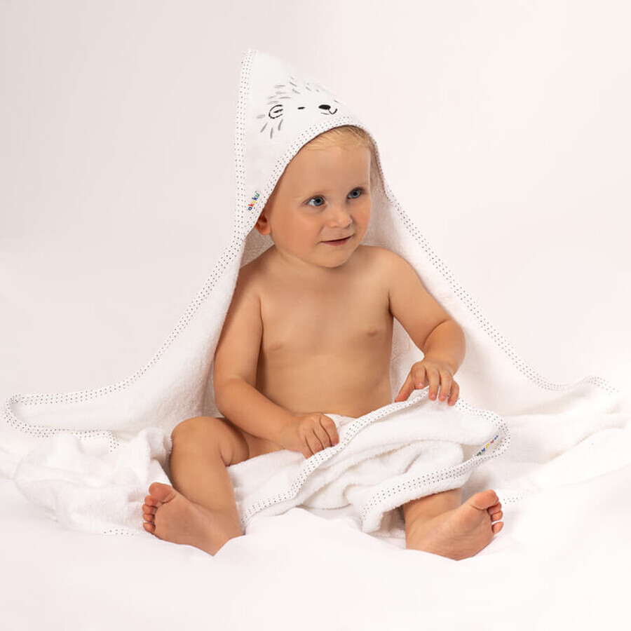 AKUKU, bath towel with hood, 100 x 100 cm, terry cloth, white, 1 pc