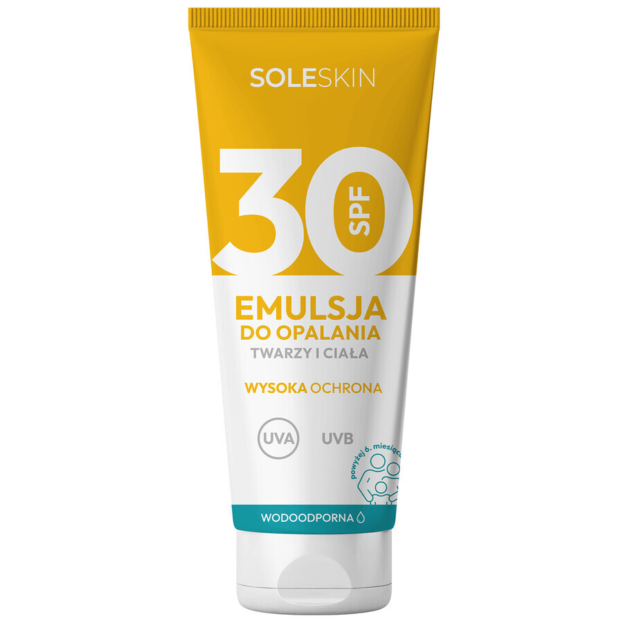 Soleskin emulsión solar cara y cuerpo, FPS 30, a partir de 6 meses, 200 ml