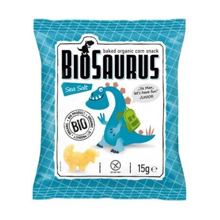 BioSaurus, Bio geroosterde maïs chips met zeezout, 15 g