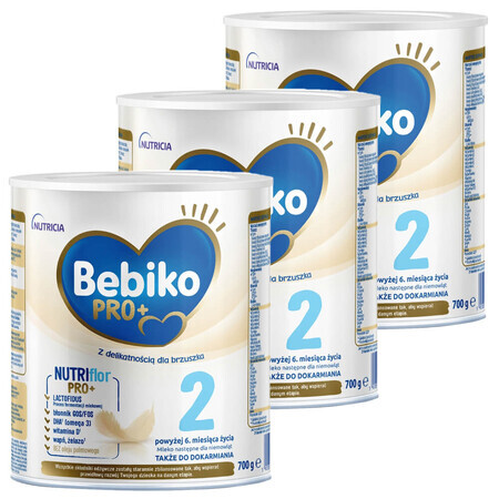 Bebiko Pro+ 2 Set Nutriflor Pro+, leche de continuación, más de 6 meses, 3 x 700 g