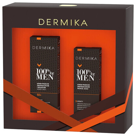 Dermika 100% Mannen 50+ set, gezichtscrème 50 ml + oogcrème 15 ml