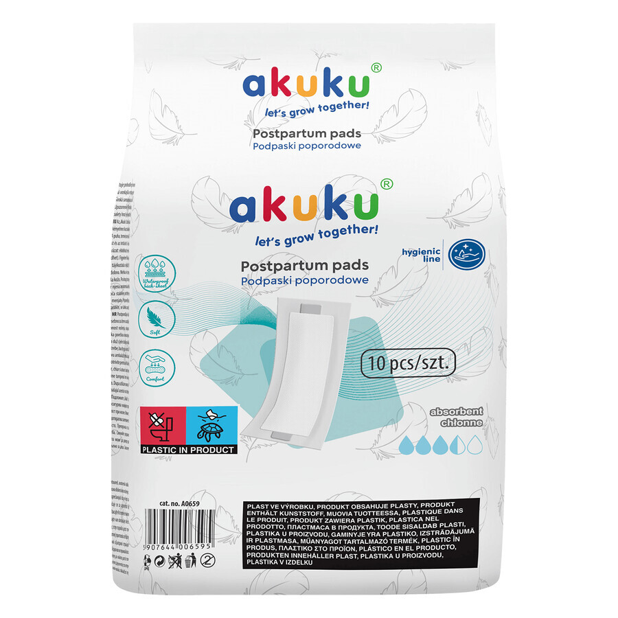 AKUKU, postnatal pads, 10 pieces