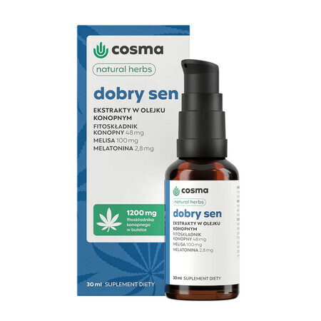 Cosma Cannabis Natural Herbs Good Sleep, extracte în ulei de cânepă, picături, 30 ml