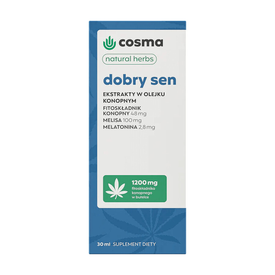 Cosma Cannabis Natural Herbs Good Sleep, extracte în ulei de cânepă, picături, 30 ml