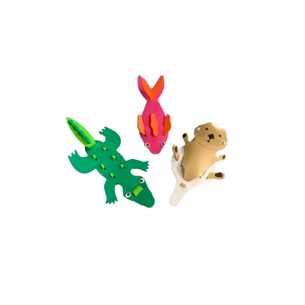 Zeedieren foam badspeeltje, +3 jaar, zeeotter, krokodil, vis, Babygreat