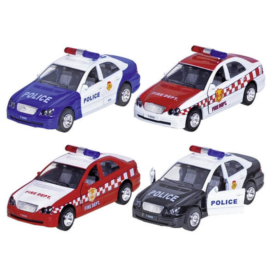 Die-Cast auto met geluid en licht, Politie en Brandweer, 15 cm, Goki