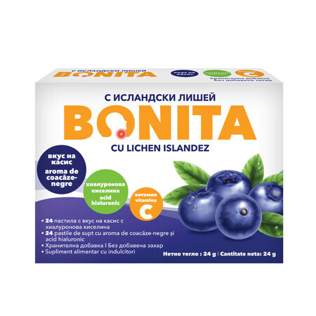 Sucking pastilles with blackcurrant flavor, 24 pieces, Bonita