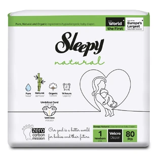 Pannolini per bambini Naturali, Nr 1 New Born, 2-5 kg, 80 pezzi, Sleepy