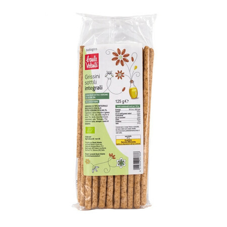 Organic wholemeal wholemeal breadsticks with olive oil, 125 g, Baule Volante