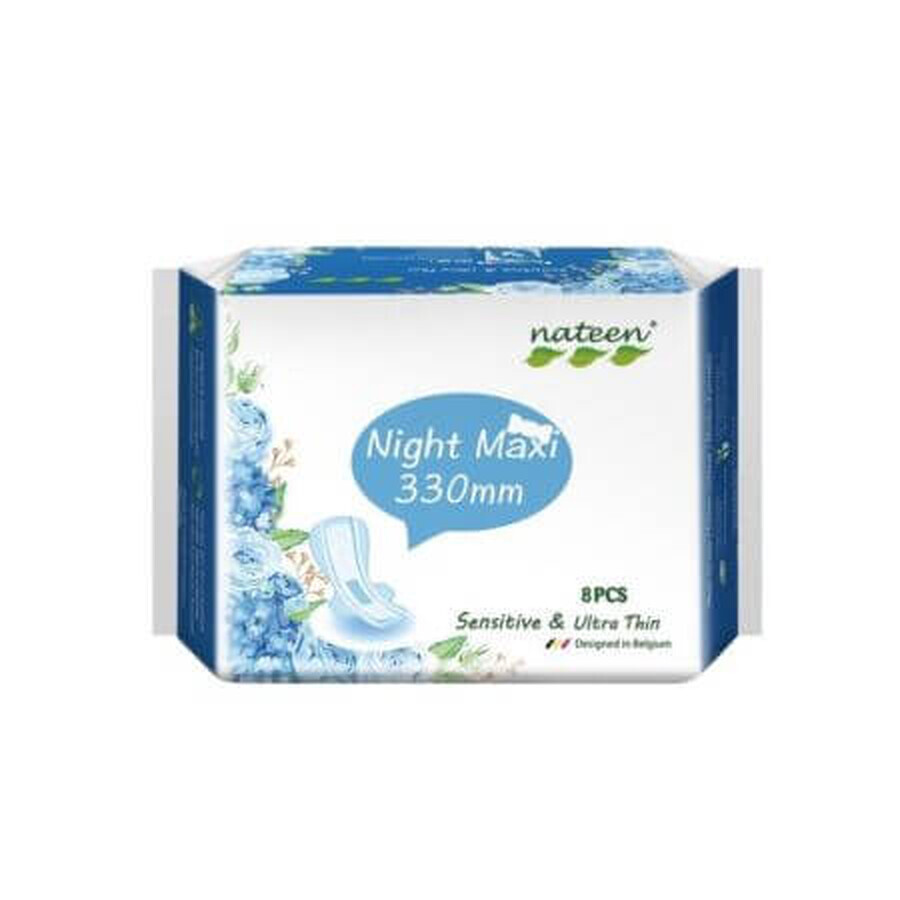 Absorbante biodegradabile Sensitive, Night, 8 bucati, Nateen