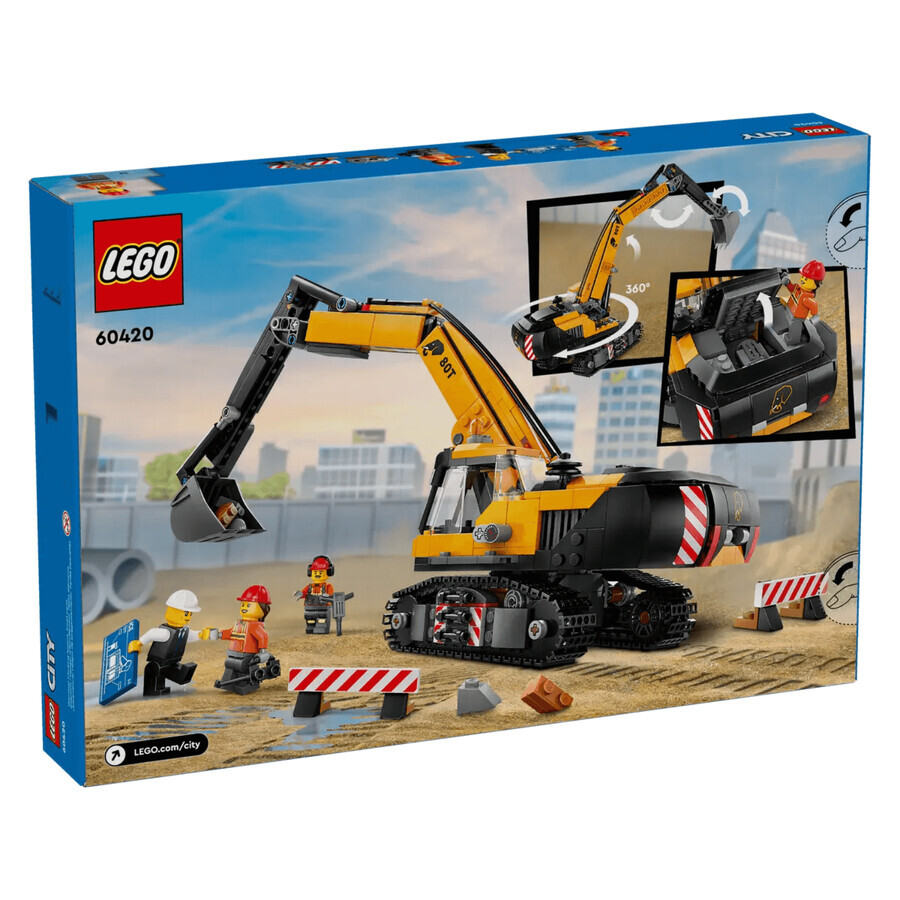 City yellow construction excavator, 8+ years, 60420, Lego