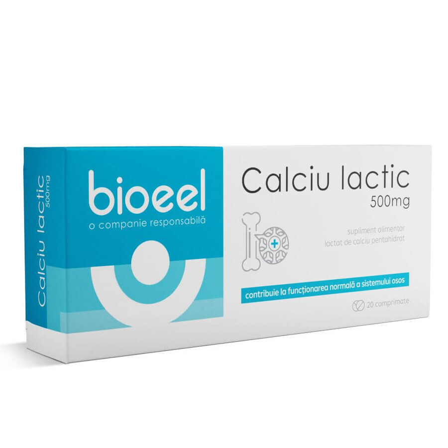 Calcium lactique, 500 mg, 20 comprimés, Bioeel