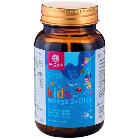 Niños Omega 3 + DHA con sabor tutti frutti, 60 cápsulas masticables, Aronia Charlottenburg