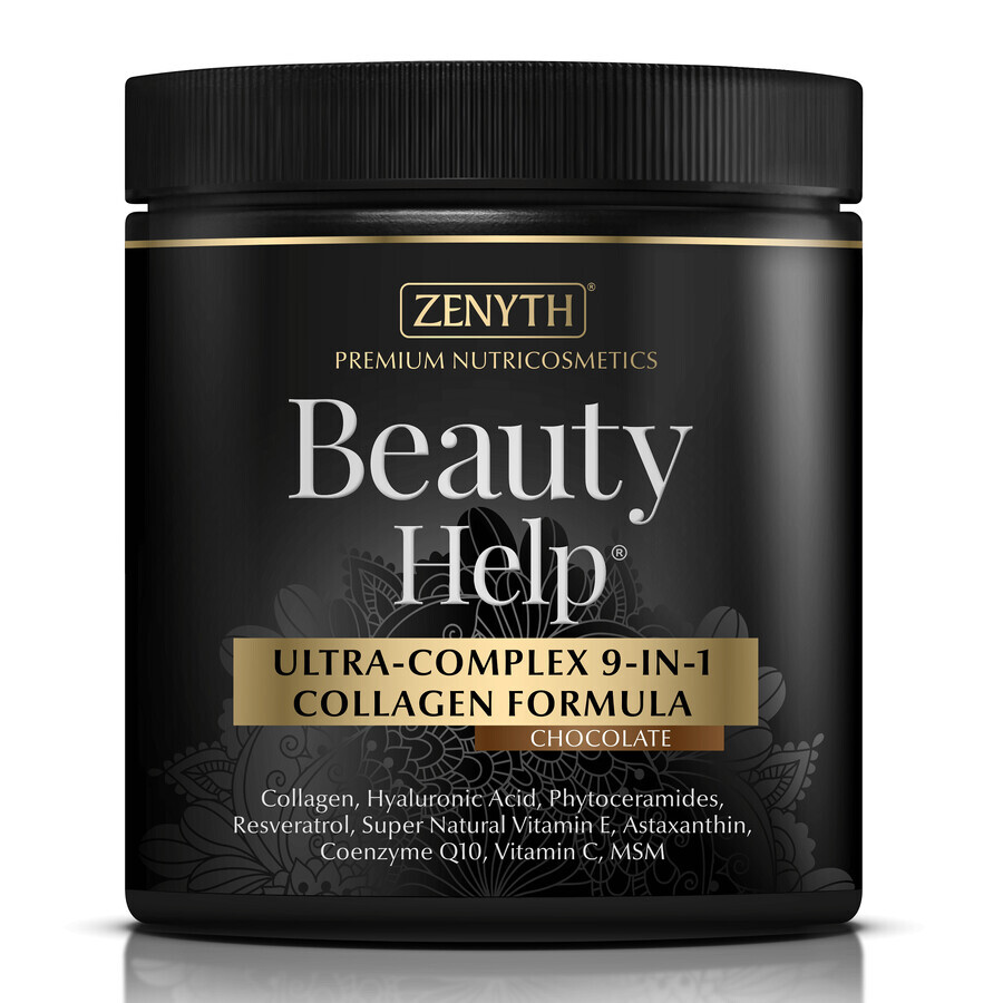 Beauty Help Ultra-Complex 9-in-1 Collagen Formula cu aroma de ciocolata, 300 g, Zenyth