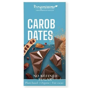 Organic chocolate with carob powder and dates, 60 g, Benjamisimo