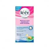 Cold wax depilatory strips for sensitive skin, 12 pieces, Veet