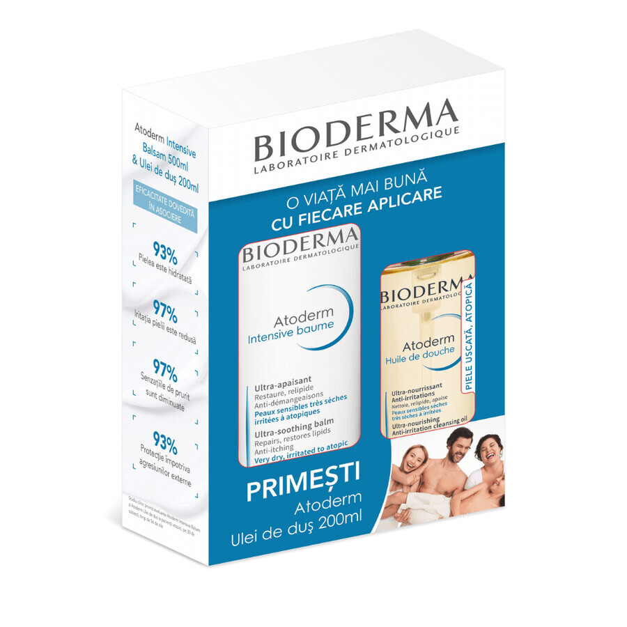 Pachet Atoderm Intensive Balsam 500ml + Atoderm Ulei de dus 200ml, Bioderma