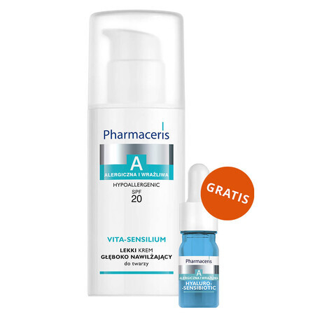 Pharmaceris A Vita-Sensilium Vita-Sensilium, light deep moisturizing face cream, allergic and sensitive skin SPF 20, 50 ml + Hyaluro-Sensibio, intensive moisturizing serum, 4 ml free