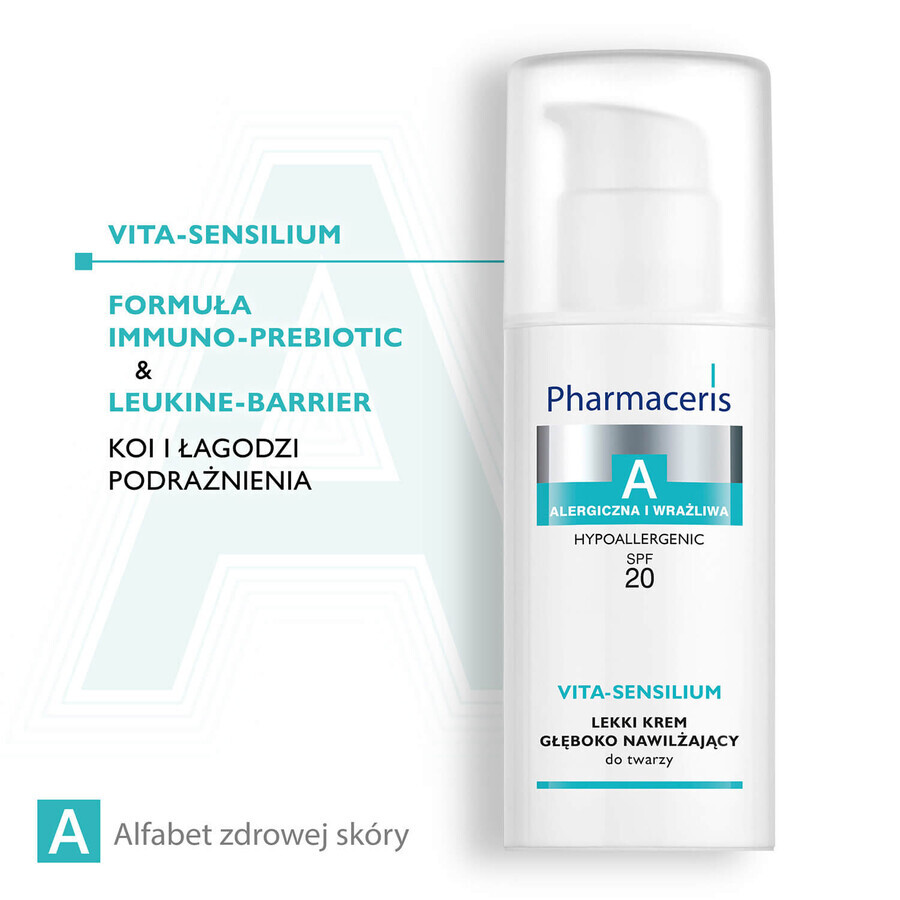 Pharmaceris A Vita-Sensilium Vita-Sensilium, light deep moisturizing face cream, allergic and sensitive skin SPF 20, 50 ml + Hyaluro-Sensibio, intensive moisturizing serum, 4 ml free