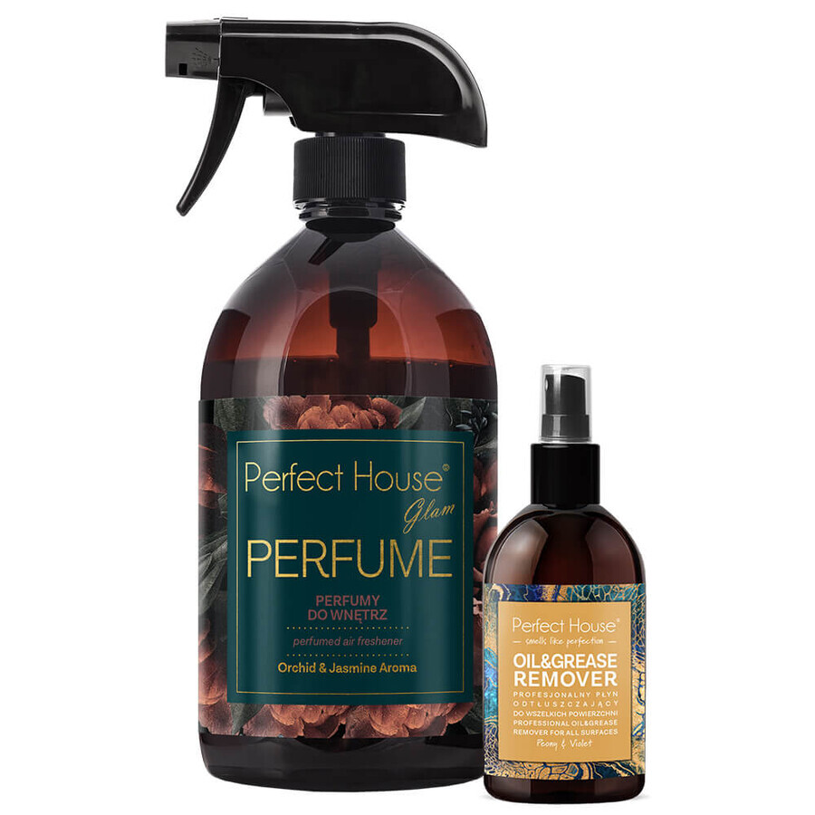 Perfect House Glam Parfüm, Heimparfüm, Orchideen- und Jasminduft, 500 ml + professionelle Entfettungsflüssigkeit 100 ml gratis