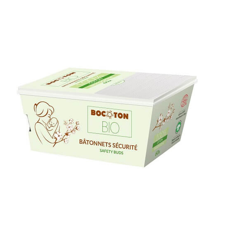 Bio wattenstaafjes voor kinderen, 60 stuks, Bocoton