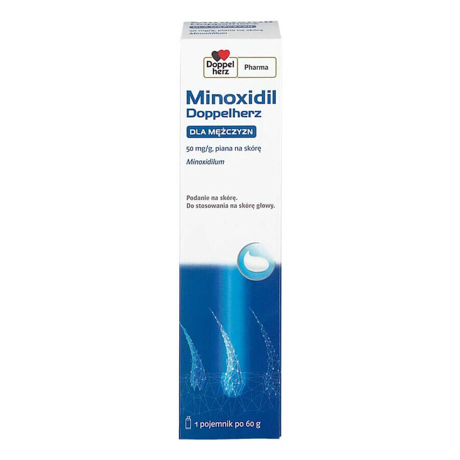 Minoxidil Doppelherz voor mannen 50 mg/g, huidschuim, 60 g