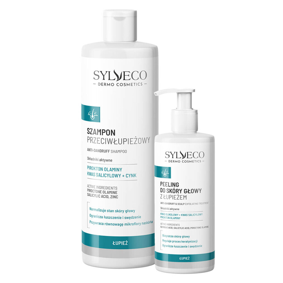 Sylveco Dermo Roos Kit, scrub voor hoofdhuid met roos, 150 ml + anti-roosshampoo, 300 ml